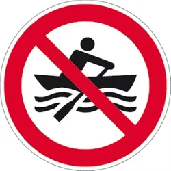 Schild Muskelbetriebene Boote verboten ISO 20712-1, Alu, Ø 400 mm