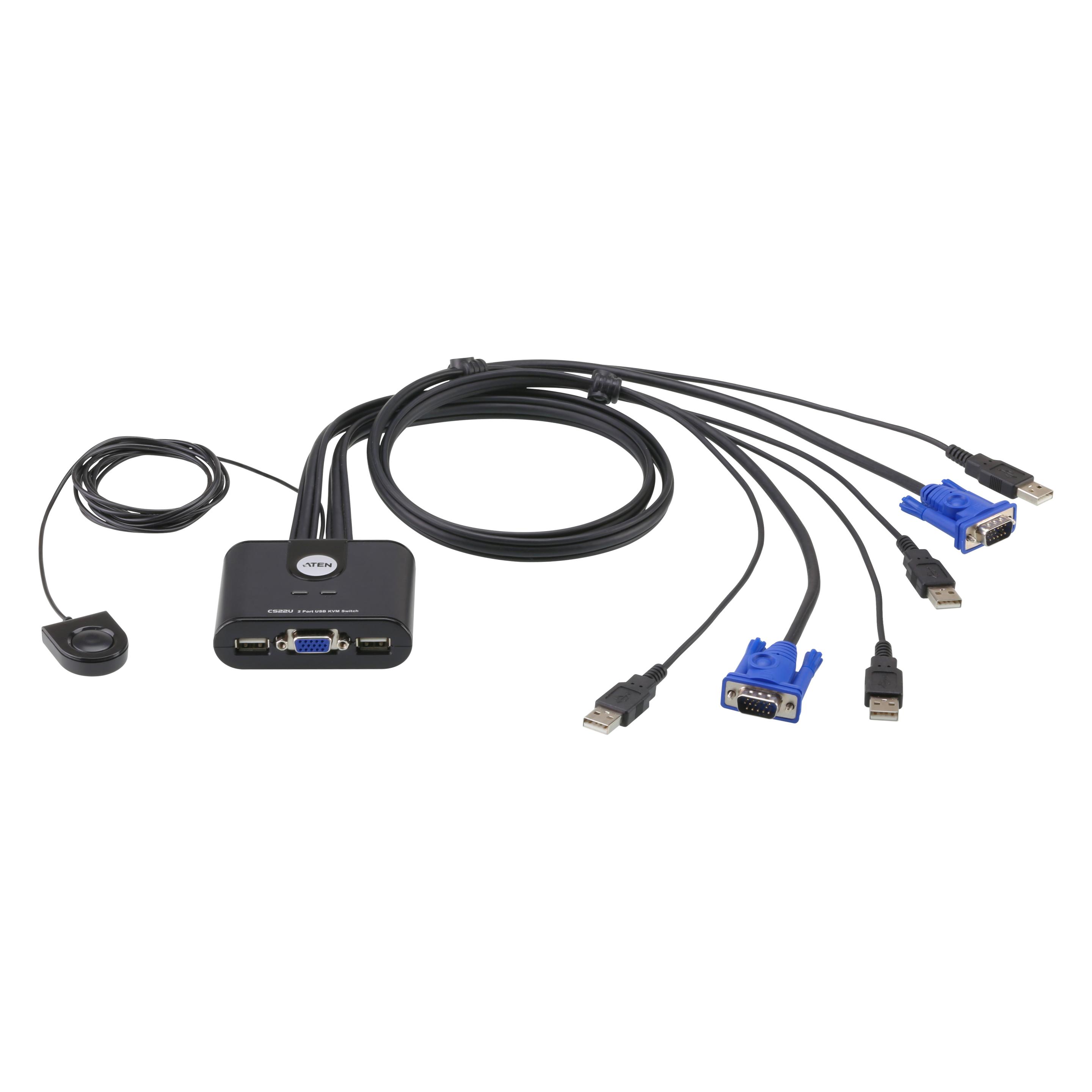 Aten CS22U, 2-Port KVM Switch, USB, VGA (CS22U)