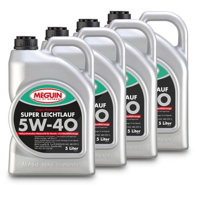 Meguin 4x 5 L megol Motorenöl Super Leichtlauf SAE 5W-40 vollsynthetisch [Hersteller-Nr. 4809]