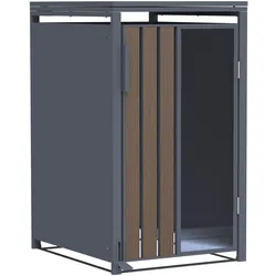 Mülltonnenbox Holzoptik mit Plexiglas für 1 Mülltonne 240L 68x80x116cm Pedal