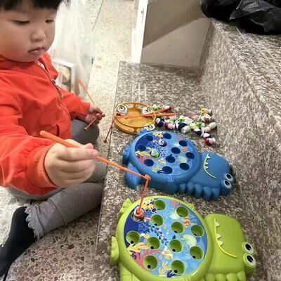 Tiny Tots Teens Trends Montessori Dinosaur Fishing Toy Set, Kids Play Rod Game With Magnetic Fishing Rod, Educational Gift For Children blue Fishing