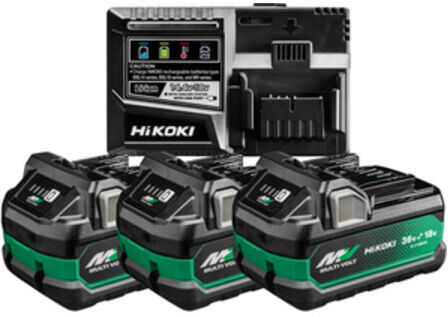 HiKOKI 3 Batteries 36V 2,5 Ah / 18V 5,0 Ah MULTI VOLT BSL36A18X + Chargeur UC18YSL3 (UC18YSL3WH3Z)