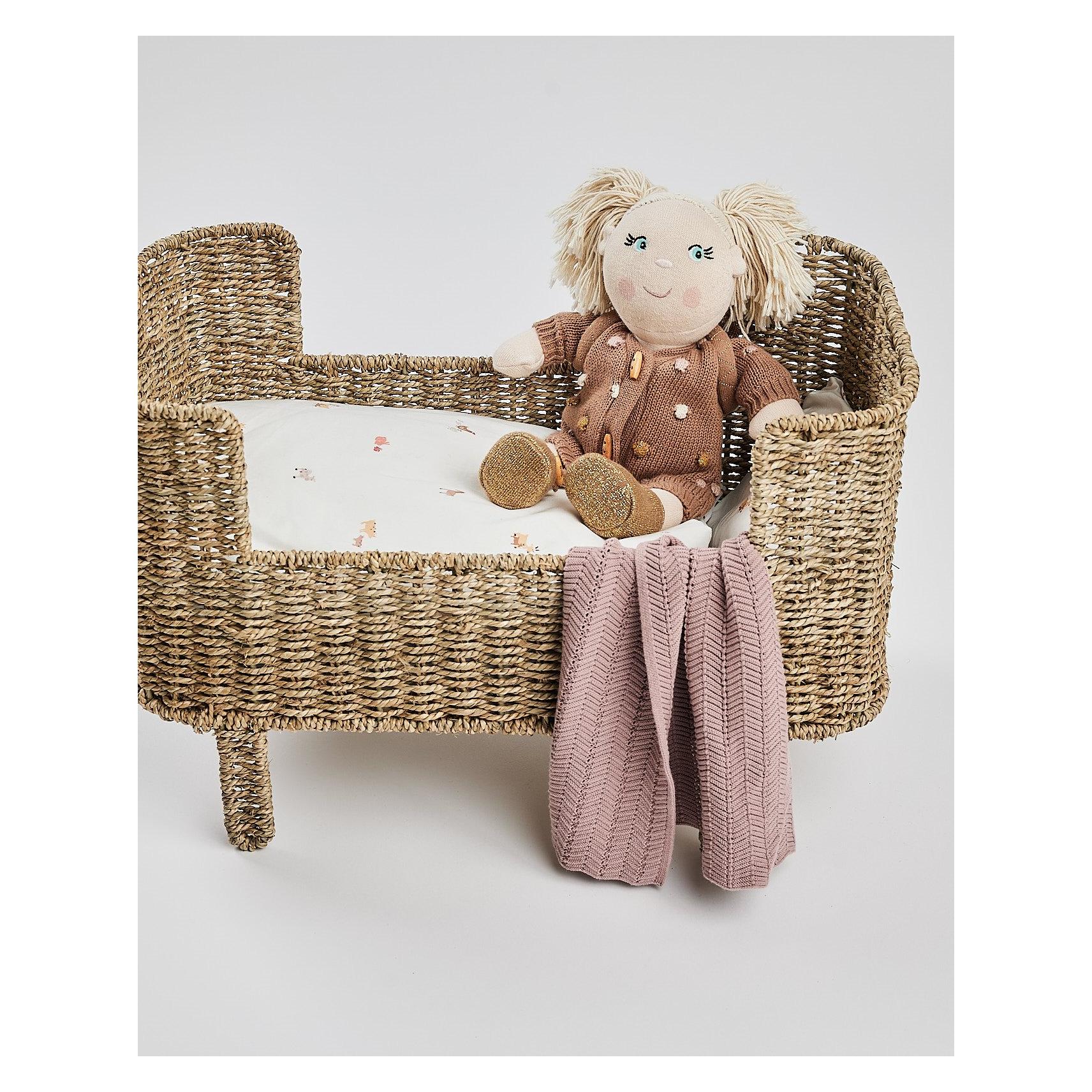 Smallstuff - Doll blanket, fishbone knit, powder - (40017-23) (40017-23)