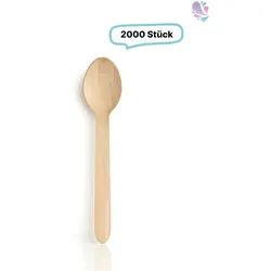 Blanc HYGIENIC Kaffeelöffel, Holzkaffeelöffel Einwegbesteck, 2.000 Stk, natur, biologisch abbaubar, 11 cm