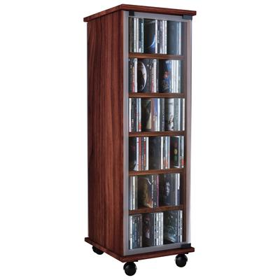 Media-Regal VCM "Holz CD DVD Stand Regal Schrank Valenza Glastür", braun (kern, nussbaum), B:31cm T:35cm, Regale