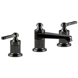 Gessi Venti20 3-Loch-Waschtischarmatur, Ausladung 134mm, Höhe 50mm, ohne Ablaufgarnitur, Tischmontage, 65013706, Farbe: Metall Schwarz PVD