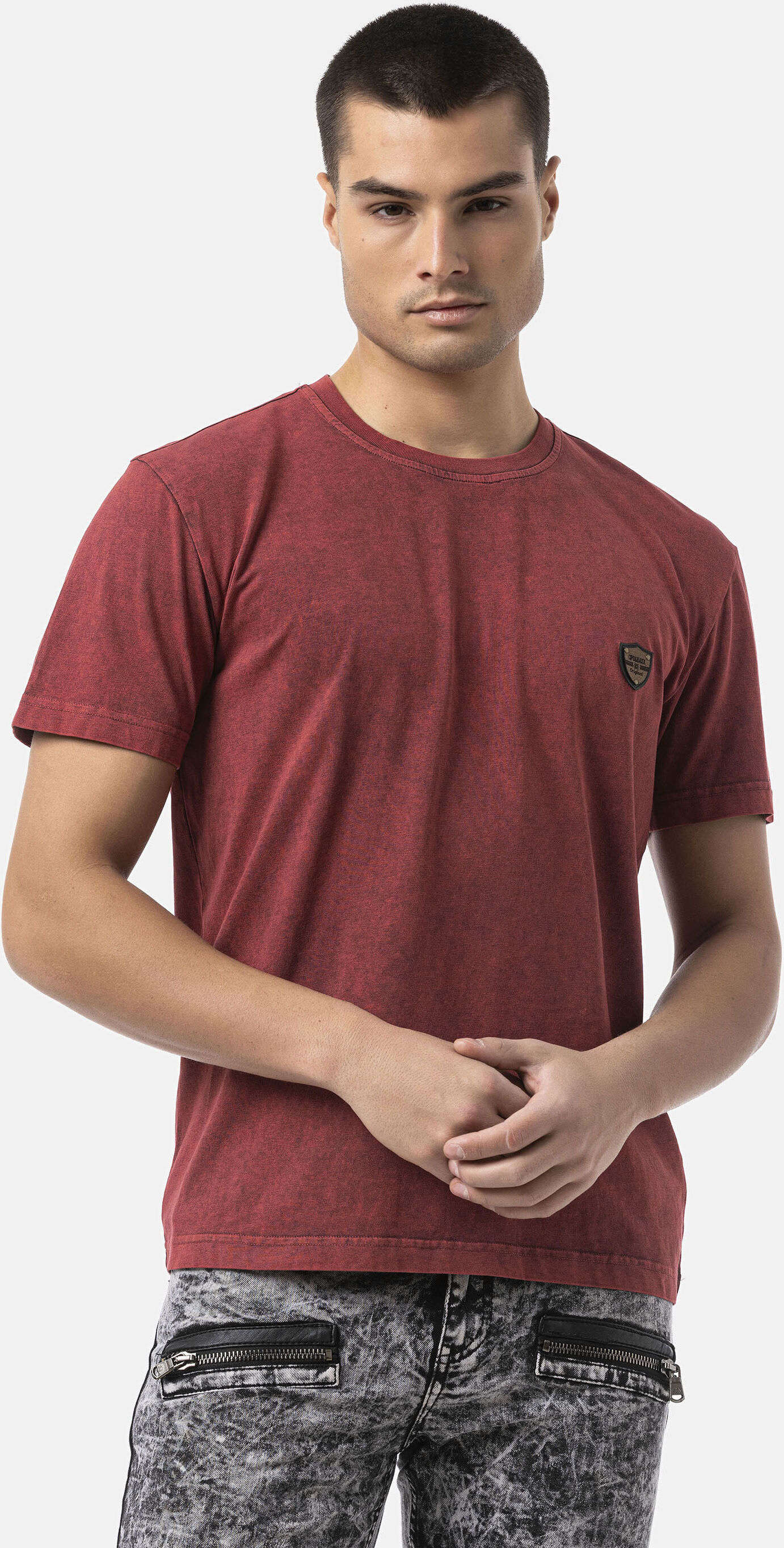T-Shirt CIPO & BAXX "CT808", Herren, Gr. XL, rot (burgundy), Obermaterial: 100% Baumwolle CO., uni, regular fit, Rundhals, Shirts T-Shirt, Charakteristische Waschung (Y¿kama)