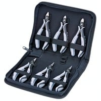 Präzisions-Elektronikzangen-Set ESD, 6-teilig schwarz/grau, Ausführung ESD, elektrisch ableitend