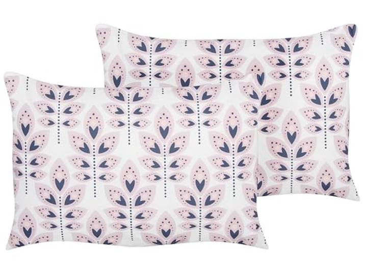 Beliani Set aus 2 Gartenkissen für den Außenbereich Wurfkissen mit Blattmotiv 40x60 cm Polyester Cremeweiß Torretta
