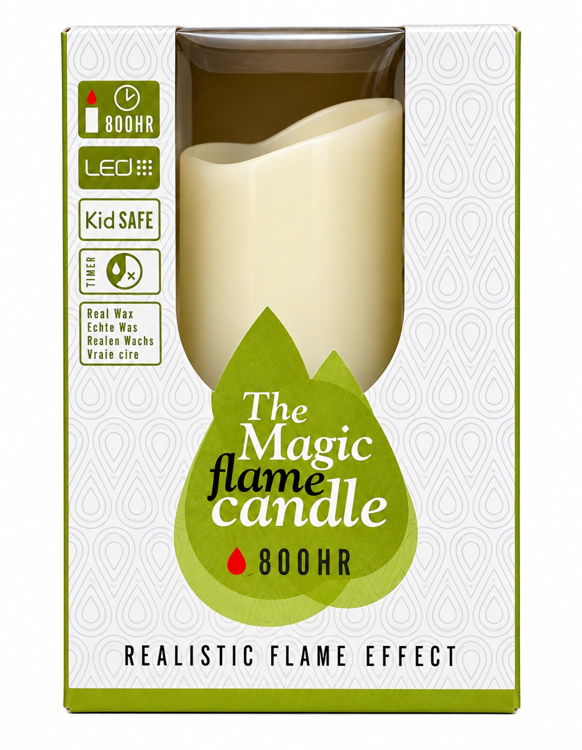 Magic Flame LED kaars creme 14 cm