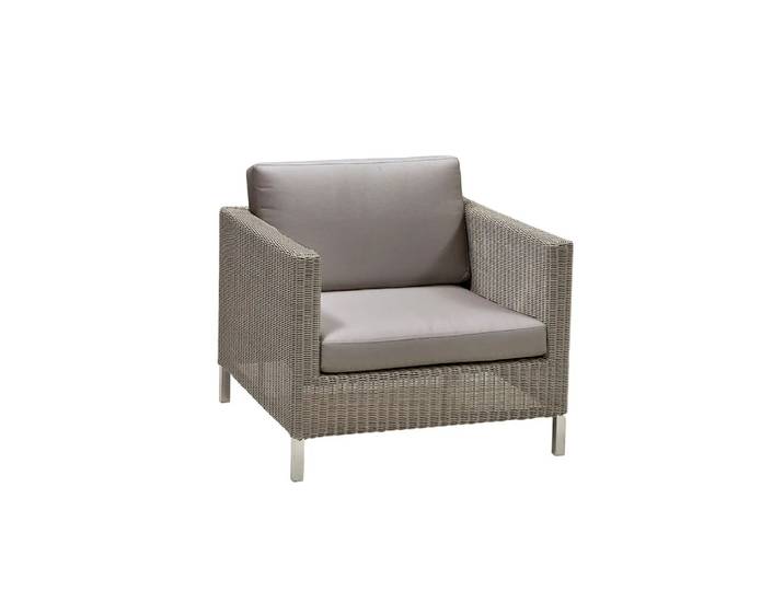 Cane-line Fauteuil Connect weave Taupe, ensemble de coussins Cane-Line Natté taupe
