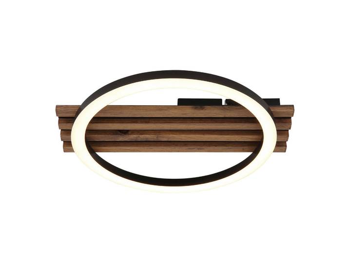 Globo Led-Deckenleuchte Tisha, Schwarz, Weiß, Dunkelbraun, Metall, Kunststoff, 30x6x34 cm, CE, Lampen & Leuchten, LED Beleuchtung, LED-Deckenleuchten