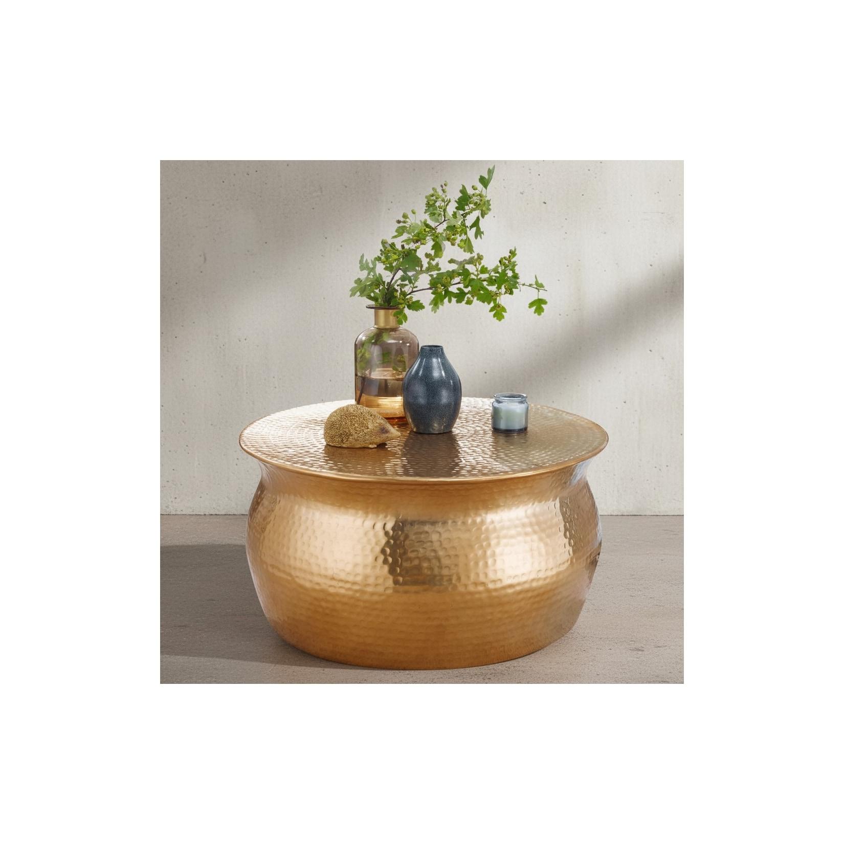 KADIMA DESIGN Couchtisch ENNS: Orientalisch, Hammerschlagstrukturen, Aluminium, handgefertigt