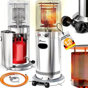 Tresko Heizstrahler TKTHF-002, silber, outdoor, Gasheizstrahler, mit Piezo-Zündung, 11000 Watt
