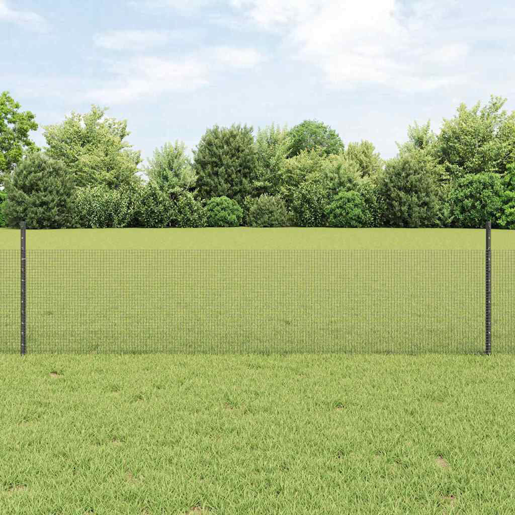 Vidaxl Fence With Posts Steel Grey 50cm H x 1000cm W x 2.7cm D