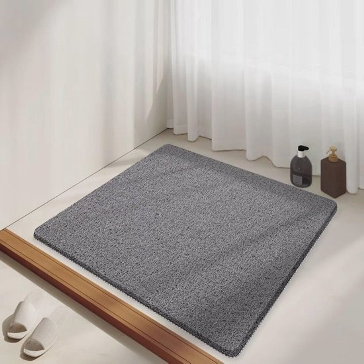 Vierkante antislip douchemat voor binnendouche in grijs, 60 x 60 cm