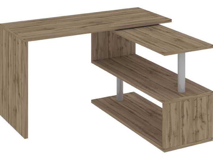 Schreibtisch HOME AFFAIRE Volta, Made in Italy , braun (wotan oak, wotan oak), B:120cm H:75cm T:50cm, Tische, Schreibtisch, multifunktional - als Computertisch, Eckschreibtisch oder Sideboard