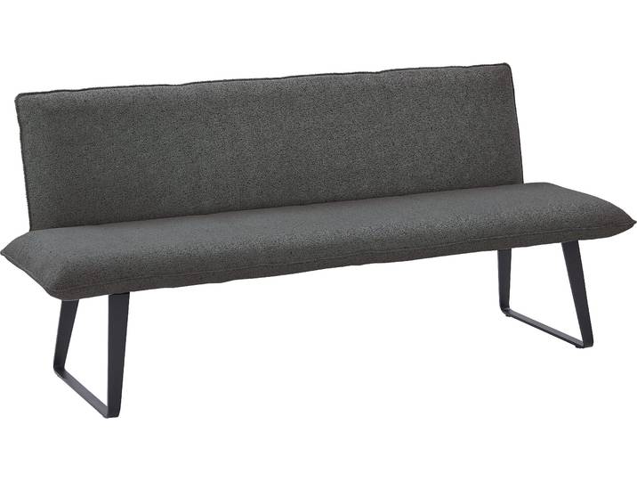 Polsterbank NIEHOFF SITZMÖBEL Solo , grau (anthrazit, schwarz), B:200cm H:89cm T:67cm, 100% PES, Sitzbänke, Polsterbank, mit Micro-Federkern, Bouclé, Gestell Kufe, verschiedene Maße, Sh 49cm