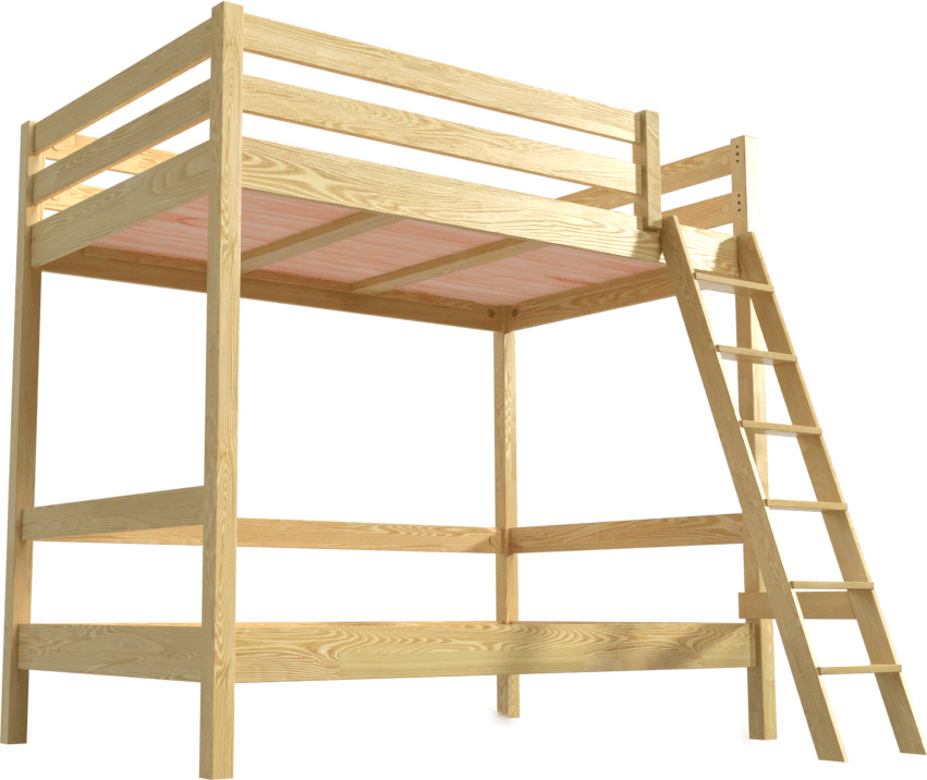 Etagenbett 2-Sitzer 120x200 für Erwachsene Treppe Holz Sylvia - Honig