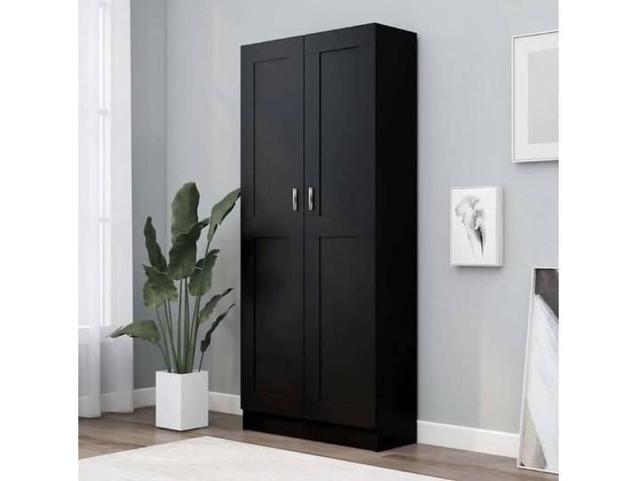 Moderne Bibliothèque élégante - Noir - 82 5x30 5x185 5 cm - Bois d'ingénierie - Pour dossiers/livres - Meuble Étagère @FR 6847