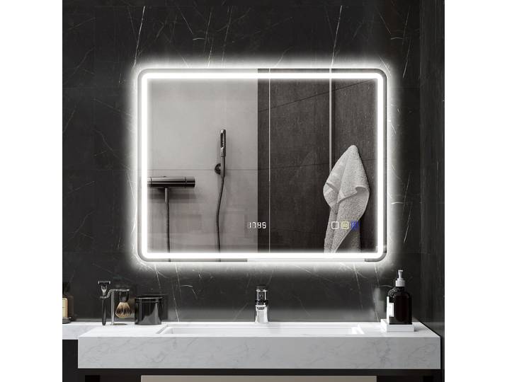 HOMCOM Miroir LED Salle de Bain Anti-Buée 700x900mm Argent
