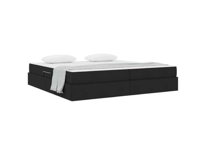 KTHLBRH Boxspringbett 200 x 200 cm schwarz mit Matratze Hydraulisches Heben, Metallgestell, großer Raum, starre Latten
