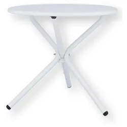Beistelltisch Tris aus Aluminium, modern und wetterfest, rund in Weiß, ideal für Outdoor
