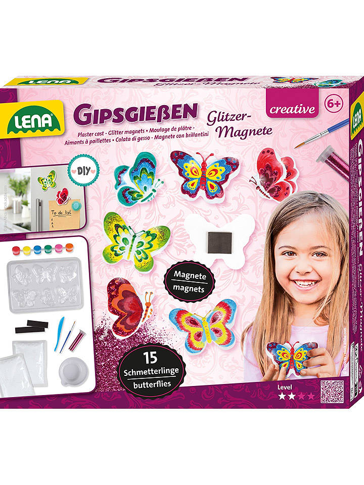 LENA Gipsgießen "Glitter Schmetterlinge" - ab 8 Jahren - onesize
