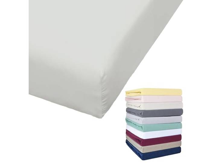 Bierbaum Jersey Spannbettlaken 27cm Steghöhe 90x190-100x200 / 140-160x200 / 180-200x200 cm Grau Gelb Weiß Grün Blau, Farbe:Silber, Größe:180x200cm Spannbettlaken