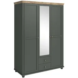 KLEIDERSCHRANK 3 Türen Martin Grün und Holz
