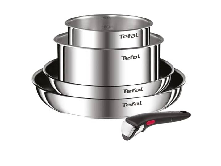 Tefal Ingenio Emotion 5-tlg.Topf und Pfannenset abnehmbarer Griff, stapelbar, platzsparend, Topfset Induktion mit Titanium 2X Antihaftversiegelung, einfache Handhabung und Reinigung, L897S5