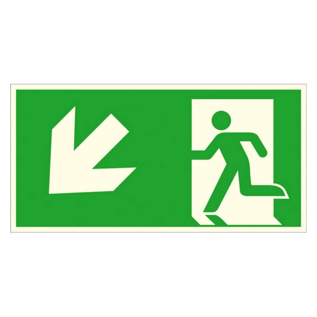 Wolk Fluchtwegschild Folie Notausgang links schräg abwärts SafetyMarking 38.A1025 B x (38.A1025)