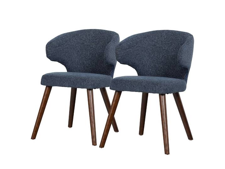 Polsterstuhl Pilate 2er-Set 55 x 77 x 65cm Blau/Jeansblau