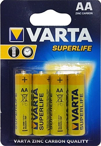 Varta Batterie Zink-Kohle, Mignon, AA, R06, 1.5V Superlife, Retail Blister (4-Pack)