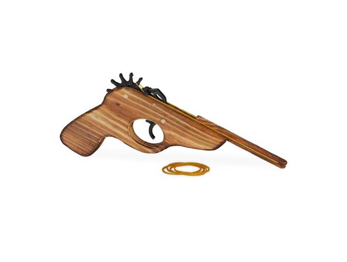 Relaxdays Gummiband Pistole aus Holz