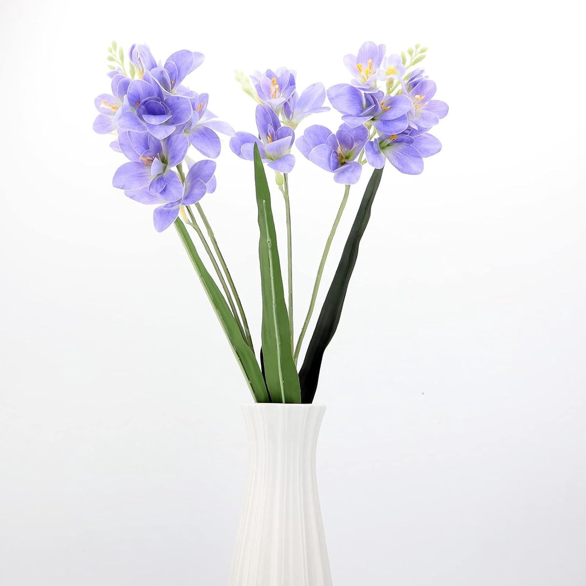 LGEGE Kunstbloemen Freesia Blauw - 2 stuks zijden kunstbloemen voor decoratie in huis, keuken, kantoor of hotel