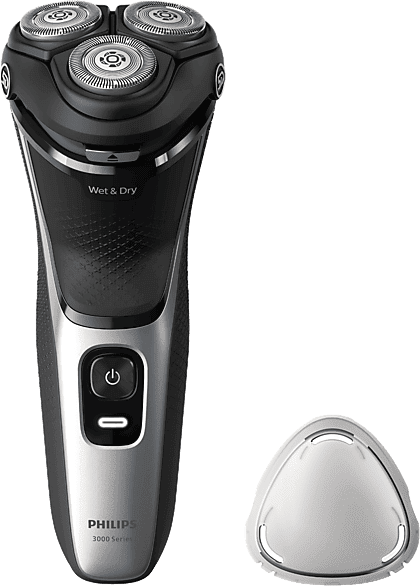 Afeitadora - Philips S3000 S3143/00, eléctrica, Seco y mojado, 60 min, Cortapatillas, Negro