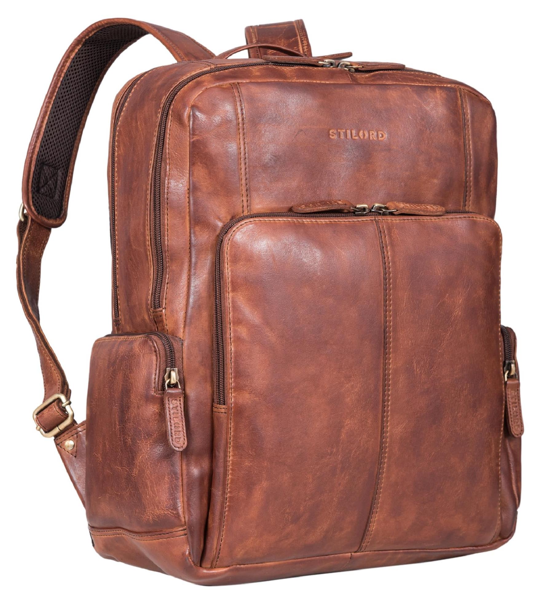 Elegante Leder Laptop Rucksack bis 15.6 Zoll für die Arbeit