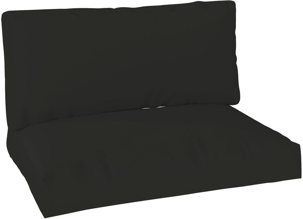 Brayden Studio Outsunny 2 Seater Pallet Furniture Cushions 20 cm Thick Outdoor Black Black 120cm W