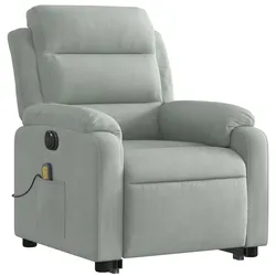 vidaXL Massagesessel mit Aufstehhilfe Elektrisch Hellgrau Samt