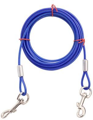 Fusion Finds Heavy Duty Dog Tie Out Cable Steel Dog Runner Leash With Secure Clips For Outdoor Dogs blue