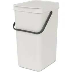 Brabantia Abfallsammler mit Stay-open Deckel | 16 Liter, HxBxT 40x27,9x22cm | Kunststoff | Hellgrau