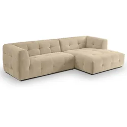 SOFA beige Webstoff 292 x 161 cm, Ecksofa 5-Sitzer, L-Sofa Ottomane rechts