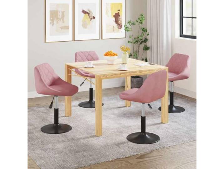 FMPGJLYH Esszimmerstühle 4 STK. Drehbar Samt Rosa Höhenverstellbar Modernes Design, 360 Grad Rotation, Mit Stahlrahmen, Wohnzimmer & Büro