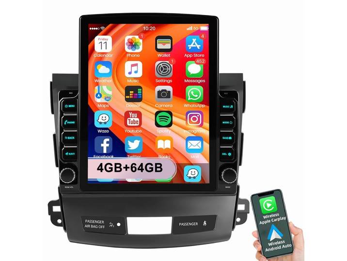 ESSGOO 9,7 Für Mitsubishi Outlander Citroen Peugeot 4007 Carplay Android 15 Autoradio (RDS, Digitalradio (DAB), FM, AM)