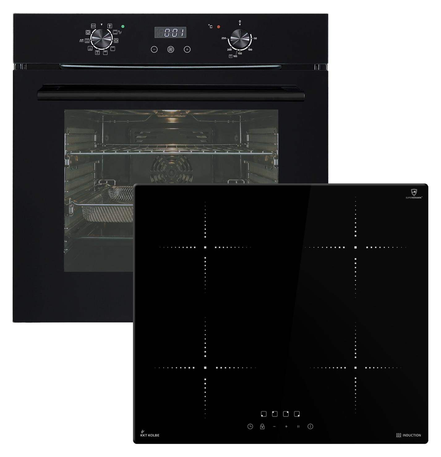 KKT KOLBE Autarkes Herdset | 60cm Einbaubackofen BO7010FB | 59cm Induktionskochfeld IH85900RL | Katalyse | AirFry | Pizzafunktion | Grill | Heißluft | Teleskopauszüge | SET7010FBIH859RL