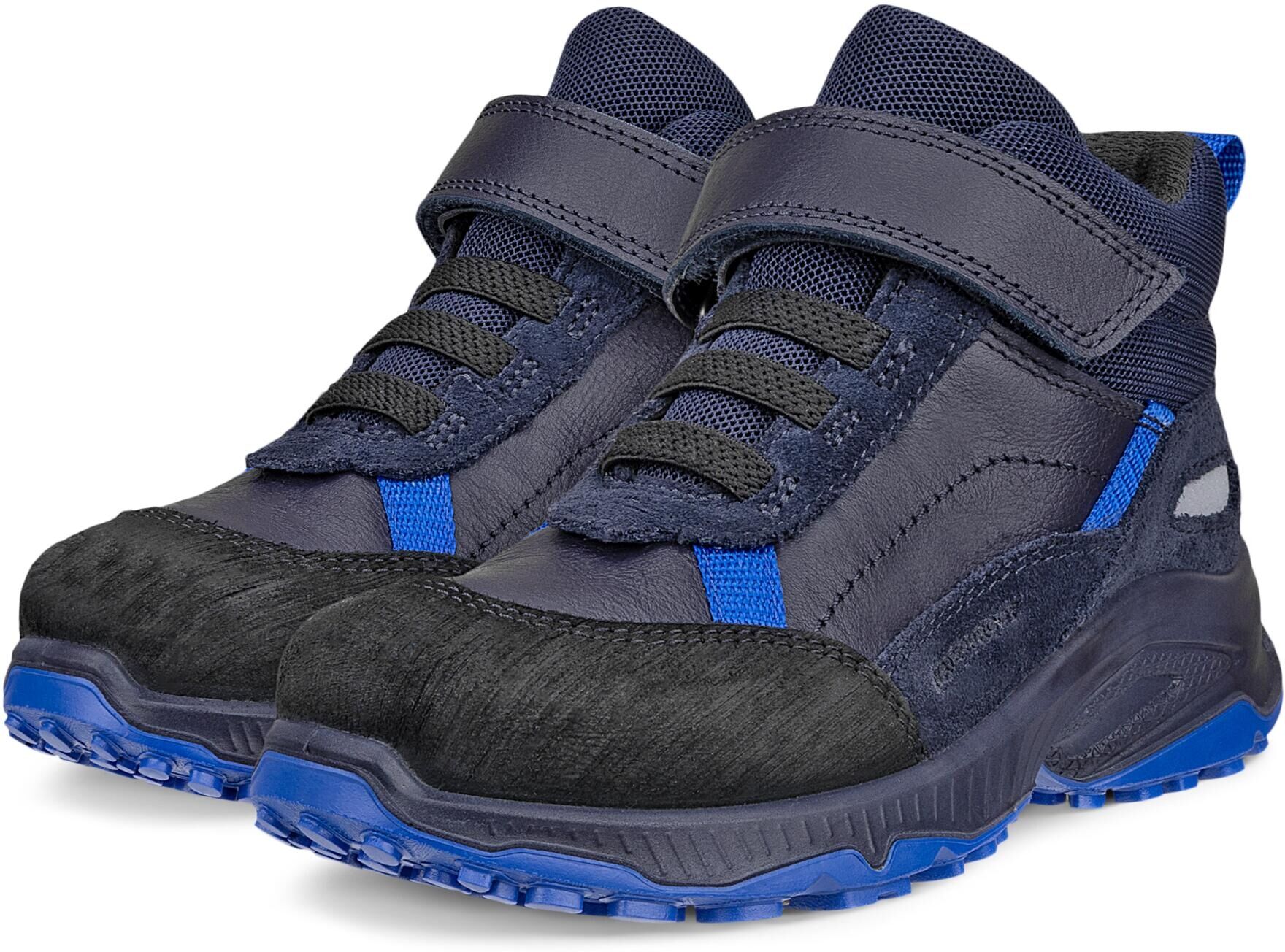 Klettschuh ECCO "ECCO RECEPTOR XP K", Jungen, Gr. 35, Textil, blau (blau, schwarz), Leder, Textil, Schuhe Klettschuh, Winterboots, Winterstiefel, Outdoorschuh mit waterproof blau, schwarz 35, Textil