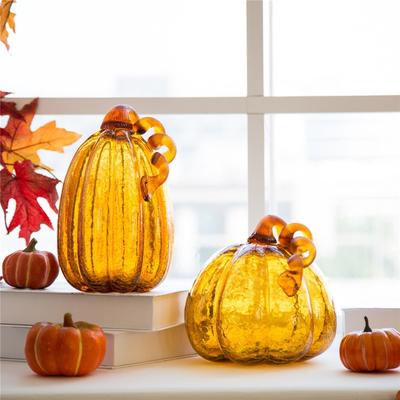 Glitzhome Thanksgiving Various Handblown Glass Pumpkins Fall Table Centerpieces