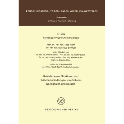 Kristallchemie, Strukturen und Phasenumwandlungen von Silikaten, Germanaten und Boraten, Taschenbuch von Theo Hahn, VS Verlag für