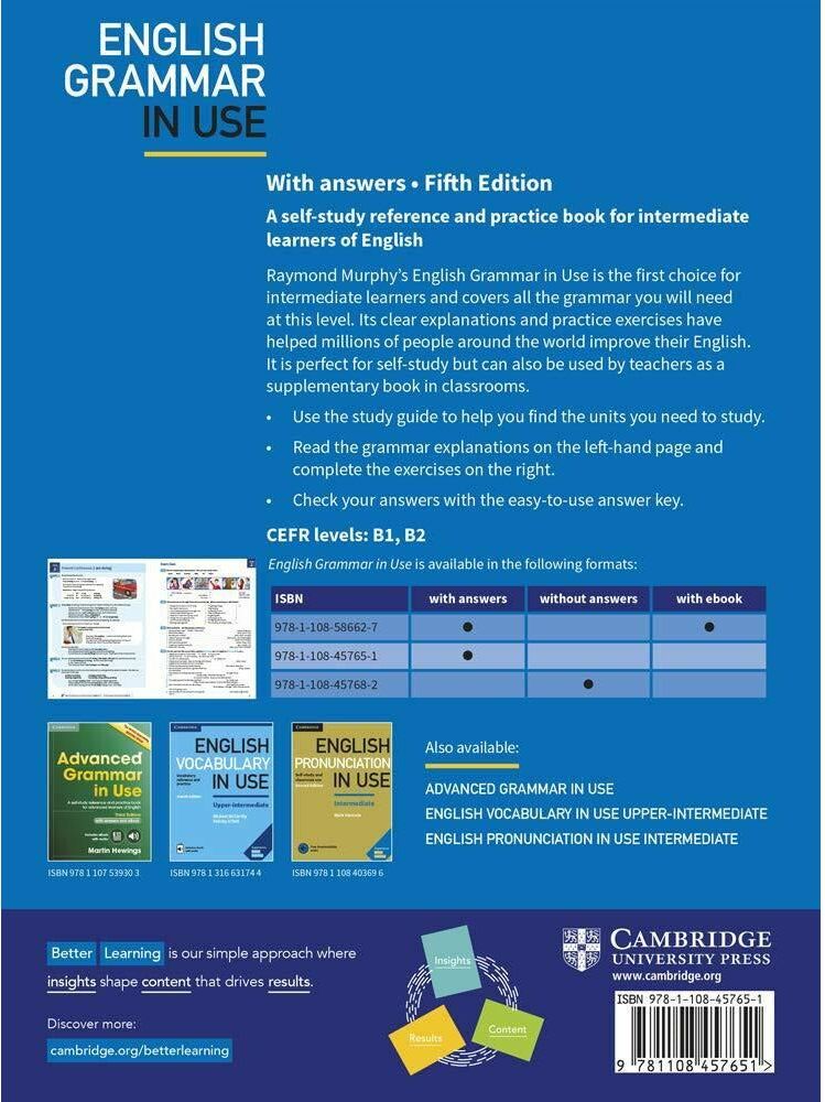Cambridge University Press English Grammar in Use with Answers by Raymond Murphy – Self-Study Grammar Book for Intermediate Learners